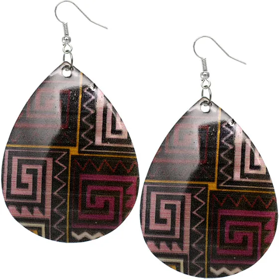 Purple Art Deco Teardrop Shell Earrings