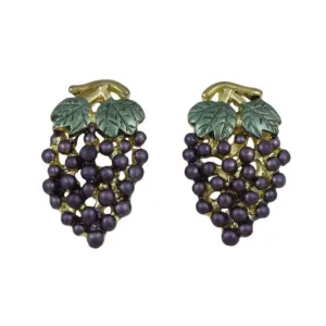 Purple Enamel Grapes Clip On Earring - PRF313E