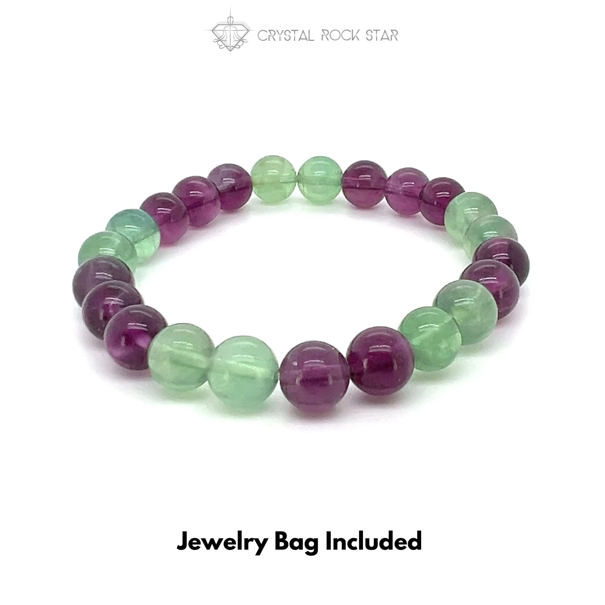 Purple Green Fluorite Stretch Bracelet 8mm Beads