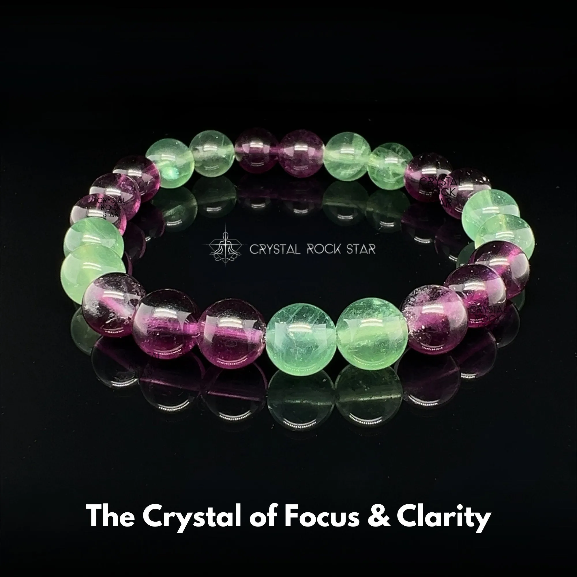 Purple Green Fluorite Stretch Bracelet 8mm Beads