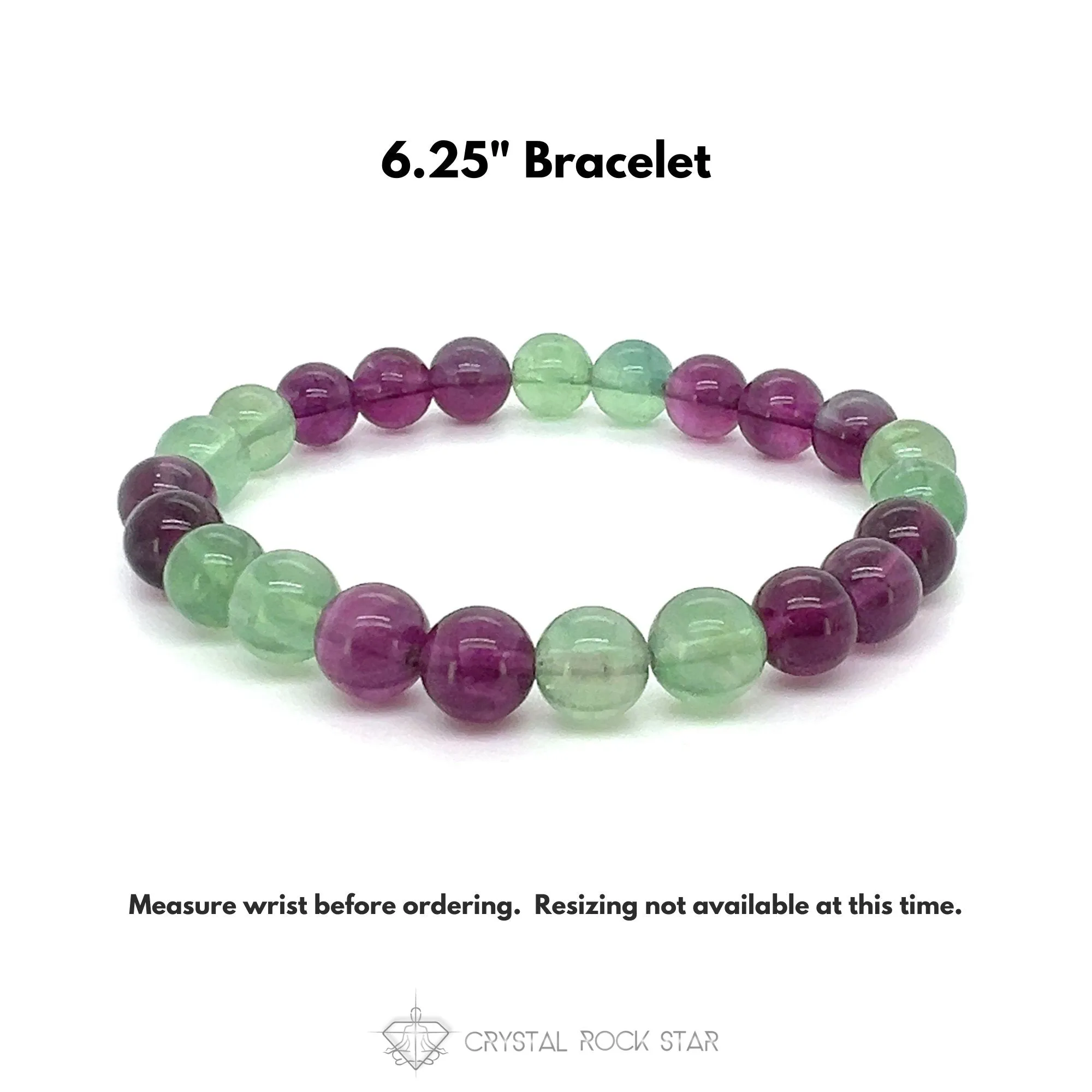 Purple Green Fluorite Stretch Bracelet 8mm Beads