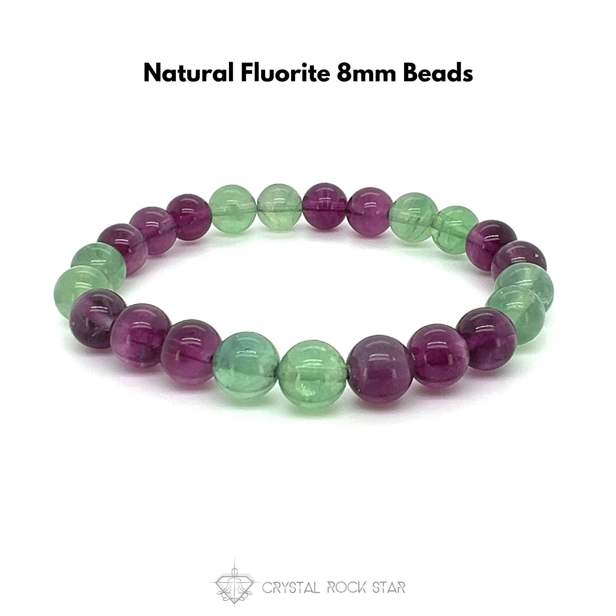 Purple Green Fluorite Stretch Bracelet 8mm Beads