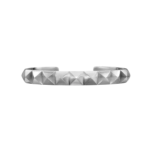 Pyramid Cuff Bracelet in Sterling Silver, 9.3mm, Size Medium
