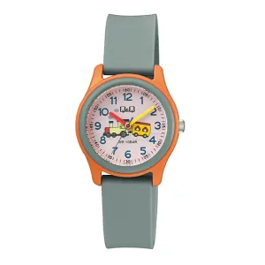 Q&Q Grey Silicone Strap Orange Dial Quartz Watch for kids - VS59J008Y