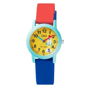 Q&Q Multi-Color Silicone Strap Yellow Dial Quartz Watch for Kids - VS49J009Y