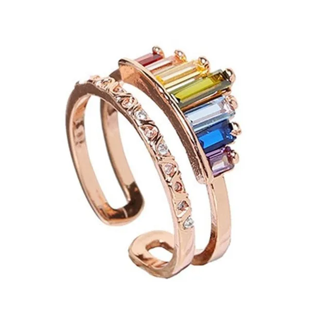 Rainbow Tiara Adjustable Ring