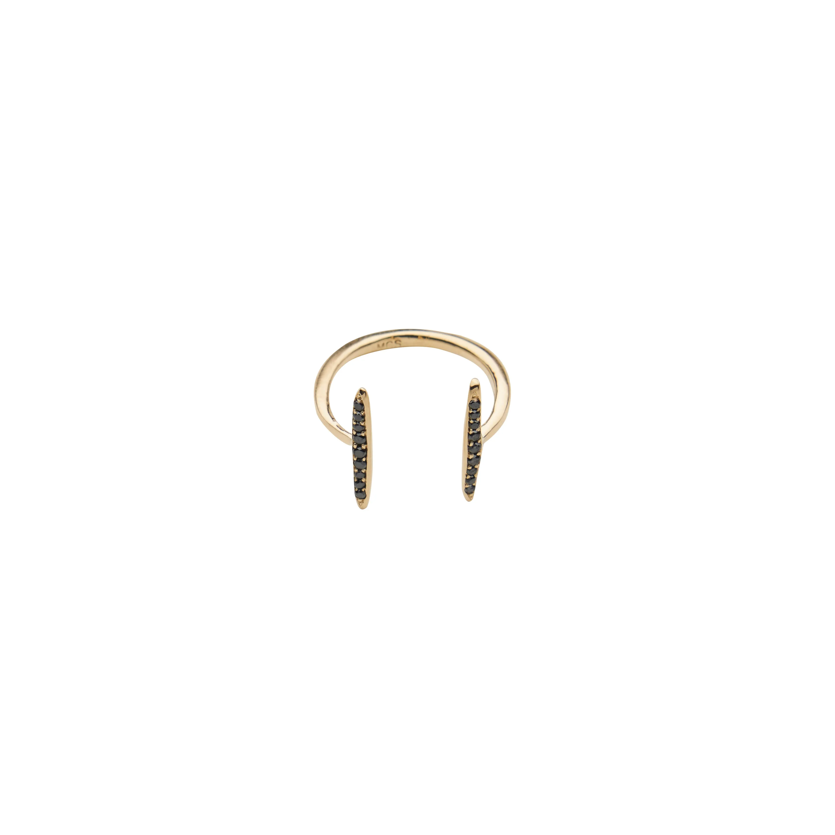 Raw Pave Double Bar Ring - Gold