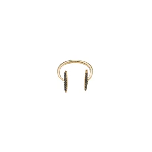 Raw Pave Double Bar Ring - Gold