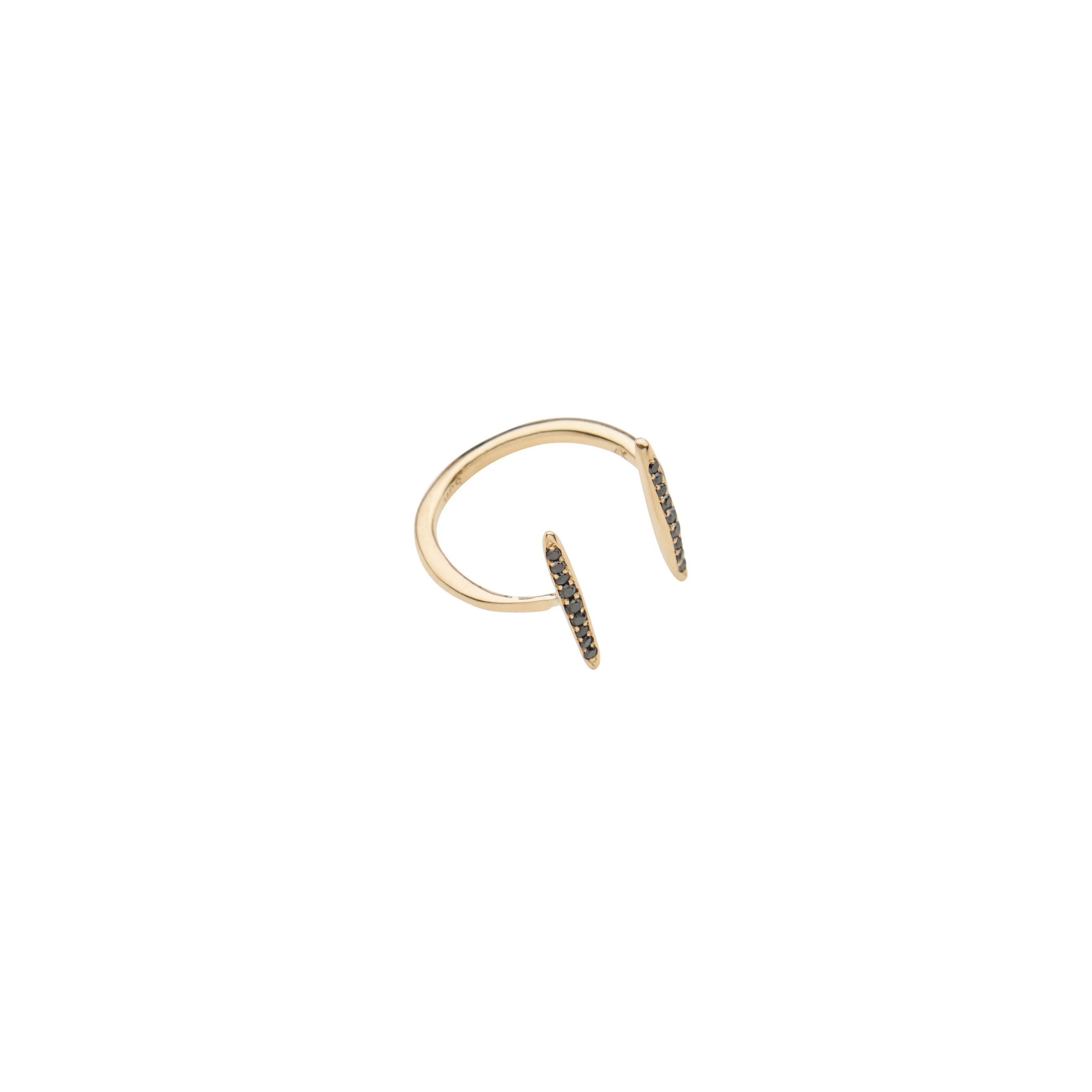 Raw Pave Double Bar Ring - Gold