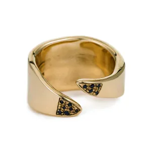 Raw Pave Leaf Ring - Gold