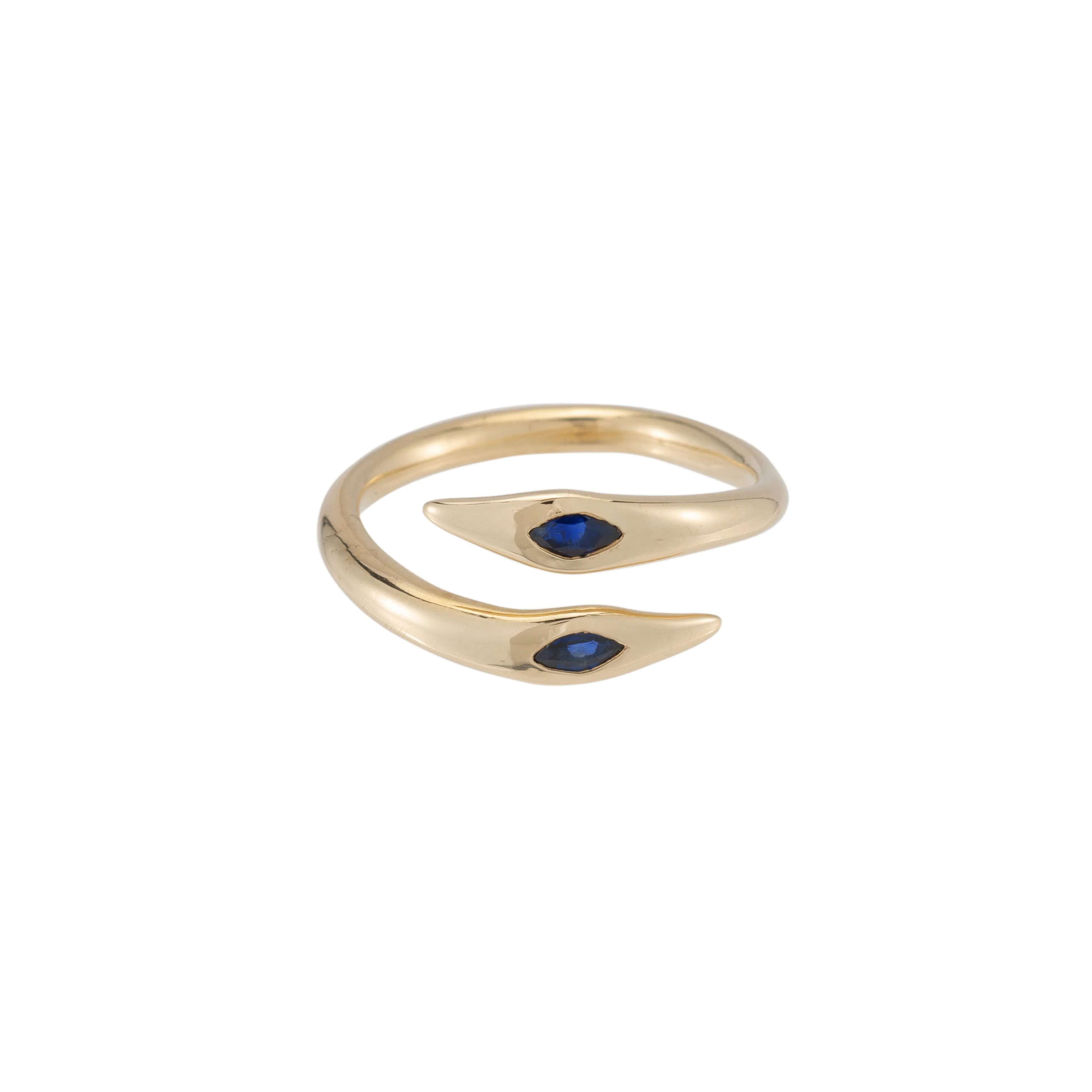 Raw Snake Ring with Blue Sapphires - Gold