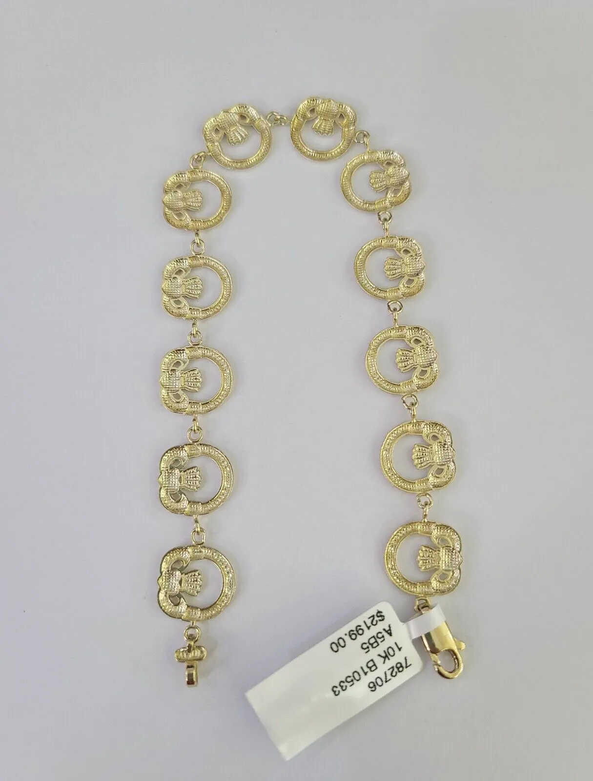 Real 10K Love Claddagh Friendship Bracelet 11mm 7 Inches 10kt Yellow Gold