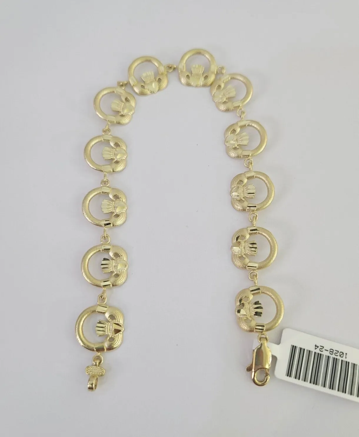 Real 10K Love Claddagh Friendship Bracelet 11mm 7 Inches 10kt Yellow Gold