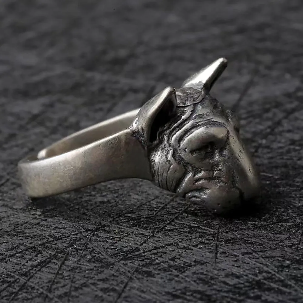Real Solid 925 Sterling Silver Rings Dog Animals Punk Jewelry Open Size 8-10