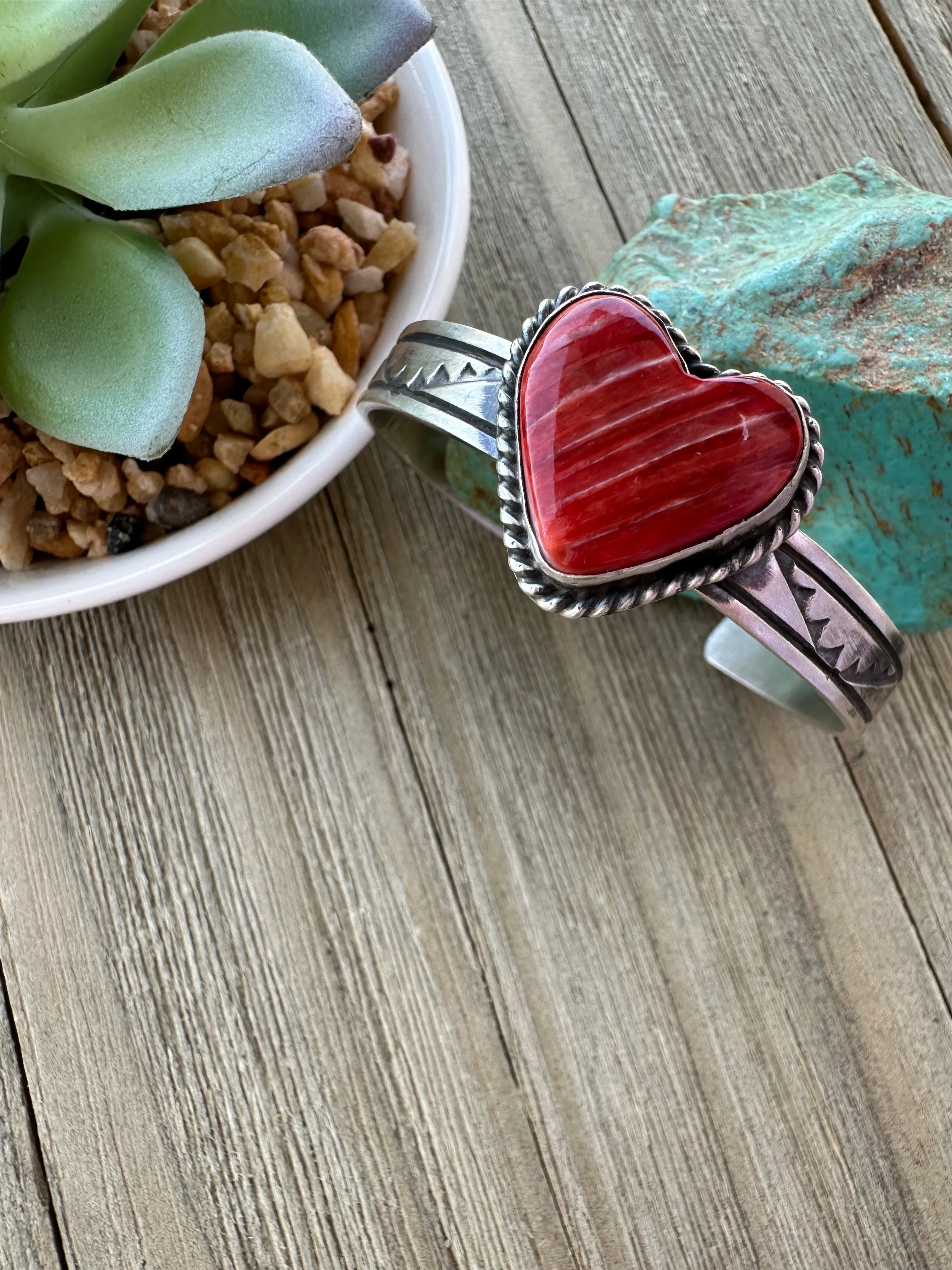 Red Spiny Heart Cuff