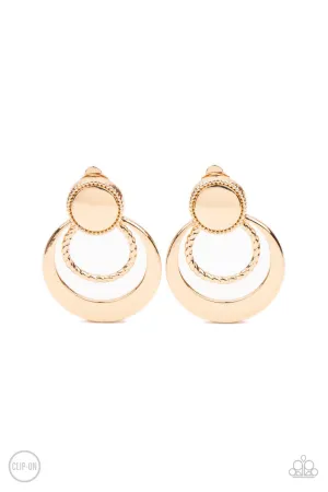 Refined Ruffles Gold Paparazzi Clip-On Earrings
