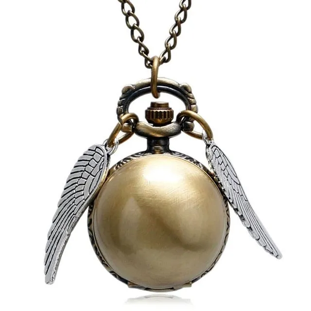 Retro Clock Necklace Pocket Watch Vintage Snitch Gold Ball Silver Bronze Fob Chain Watch Men Women relogio de bolso
