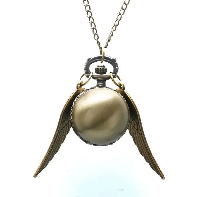 Retro Clock Necklace Pocket Watch Vintage Snitch Gold Ball Silver Bronze Fob Chain Watch Men Women relogio de bolso