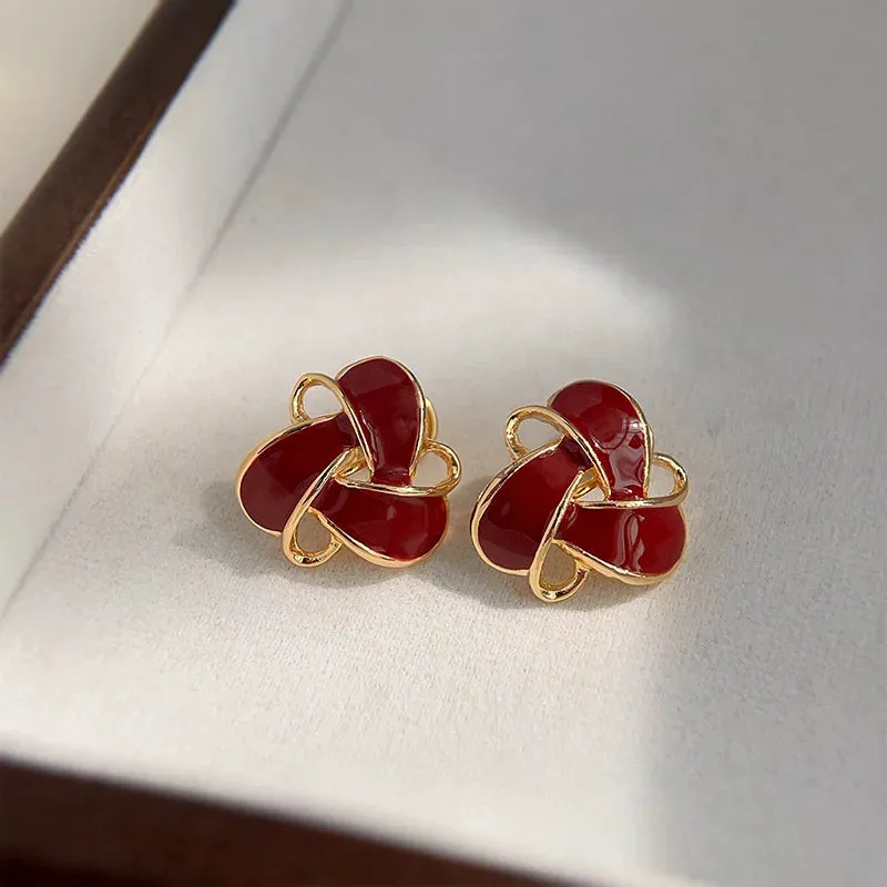 Retro Red Clip on Earrings
