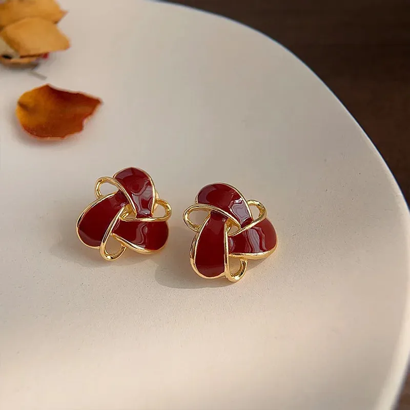 Retro Red Clip on Earrings
