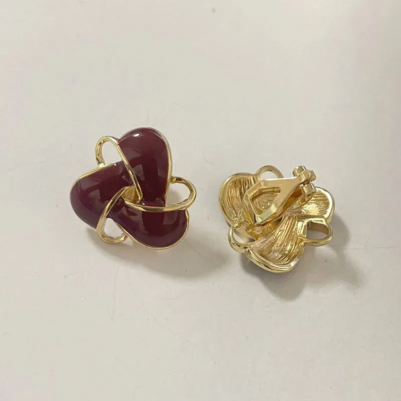 Retro Red Clip on Earrings