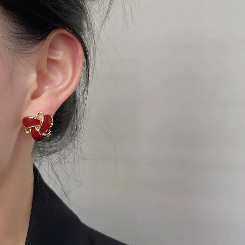 Retro Red Clip on Earrings