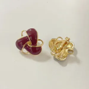 Retro Red Clip on Earrings