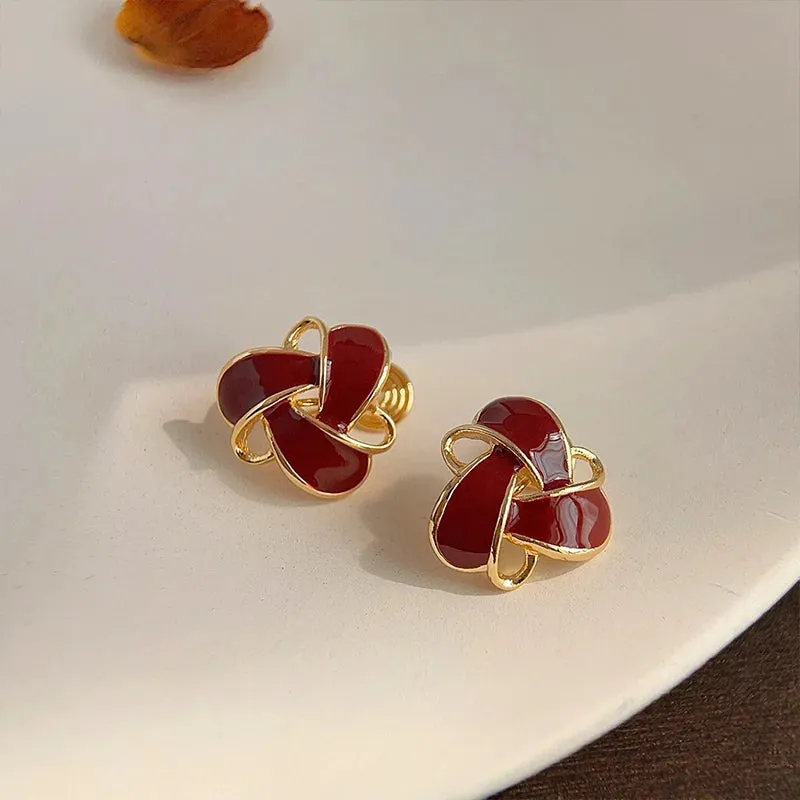 Retro Red Clip on Earrings
