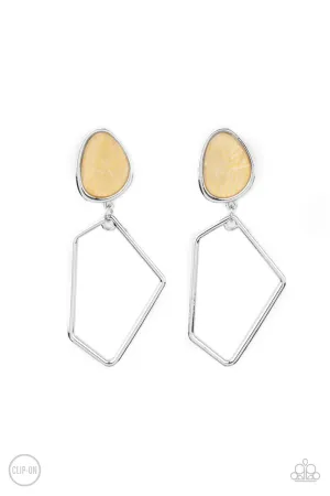 Retro Reverie Yellow Paparazzi Clip-On Earrings