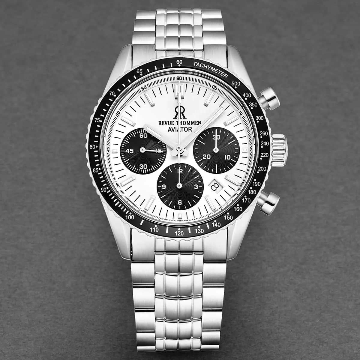 Revue Thommen Men's 17000.6132 'Aviator' Silver Dial Stainless Steel Chronograph Automatic Watch