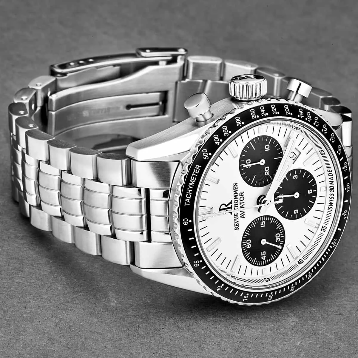 Revue Thommen Men's 17000.6132 'Aviator' Silver Dial Stainless Steel Chronograph Automatic Watch