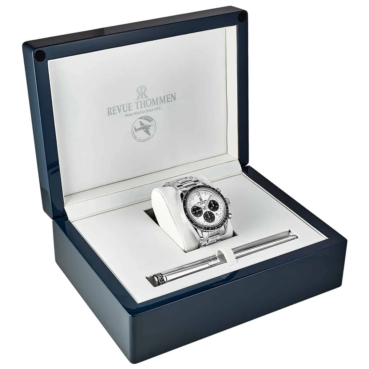 Revue Thommen Men's 17000.6132 'Aviator' Silver Dial Stainless Steel Chronograph Automatic Watch