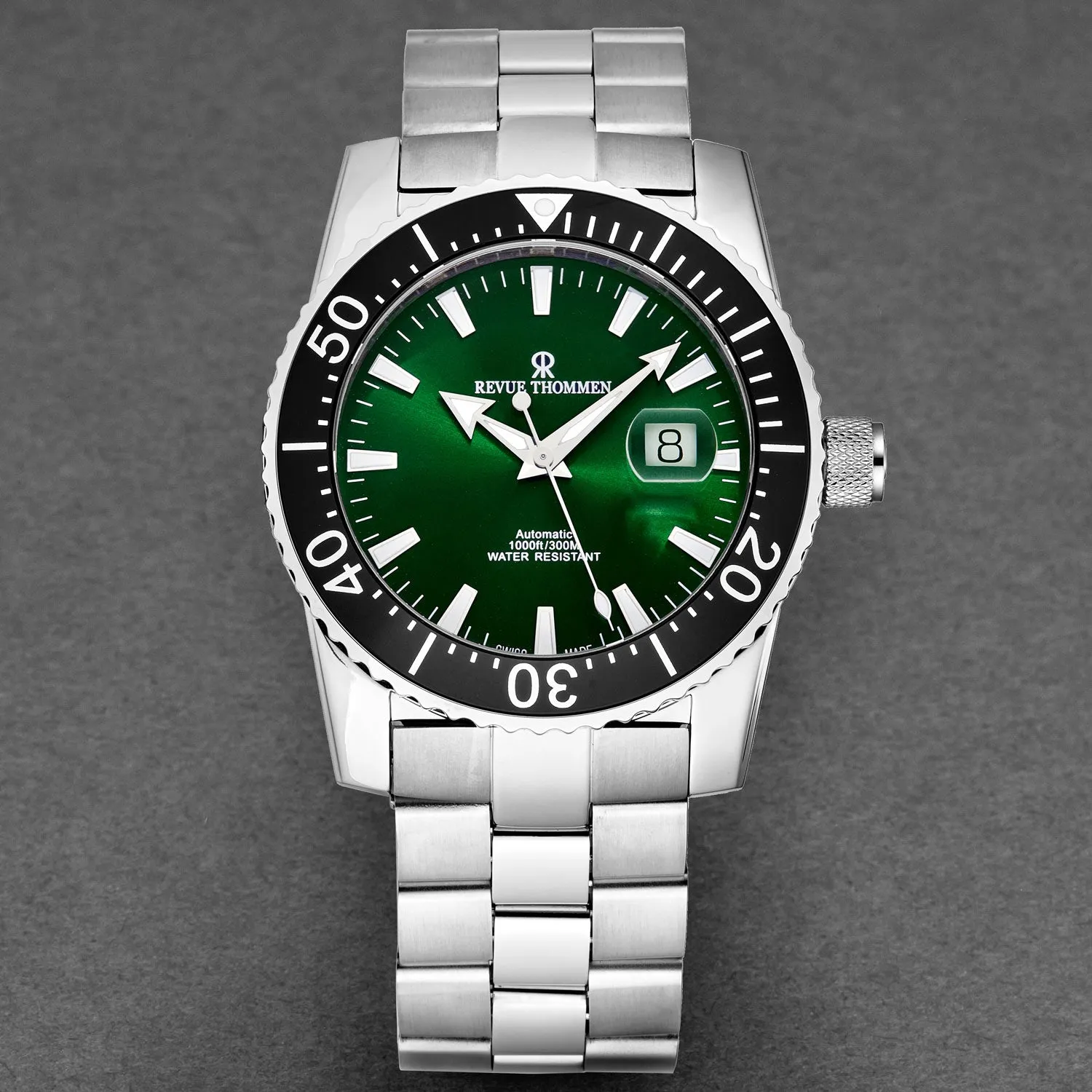 Revue Thommen Men's 17030.2124 'Diver' Green Dial Stainless Steel Swiss Automatic Watch