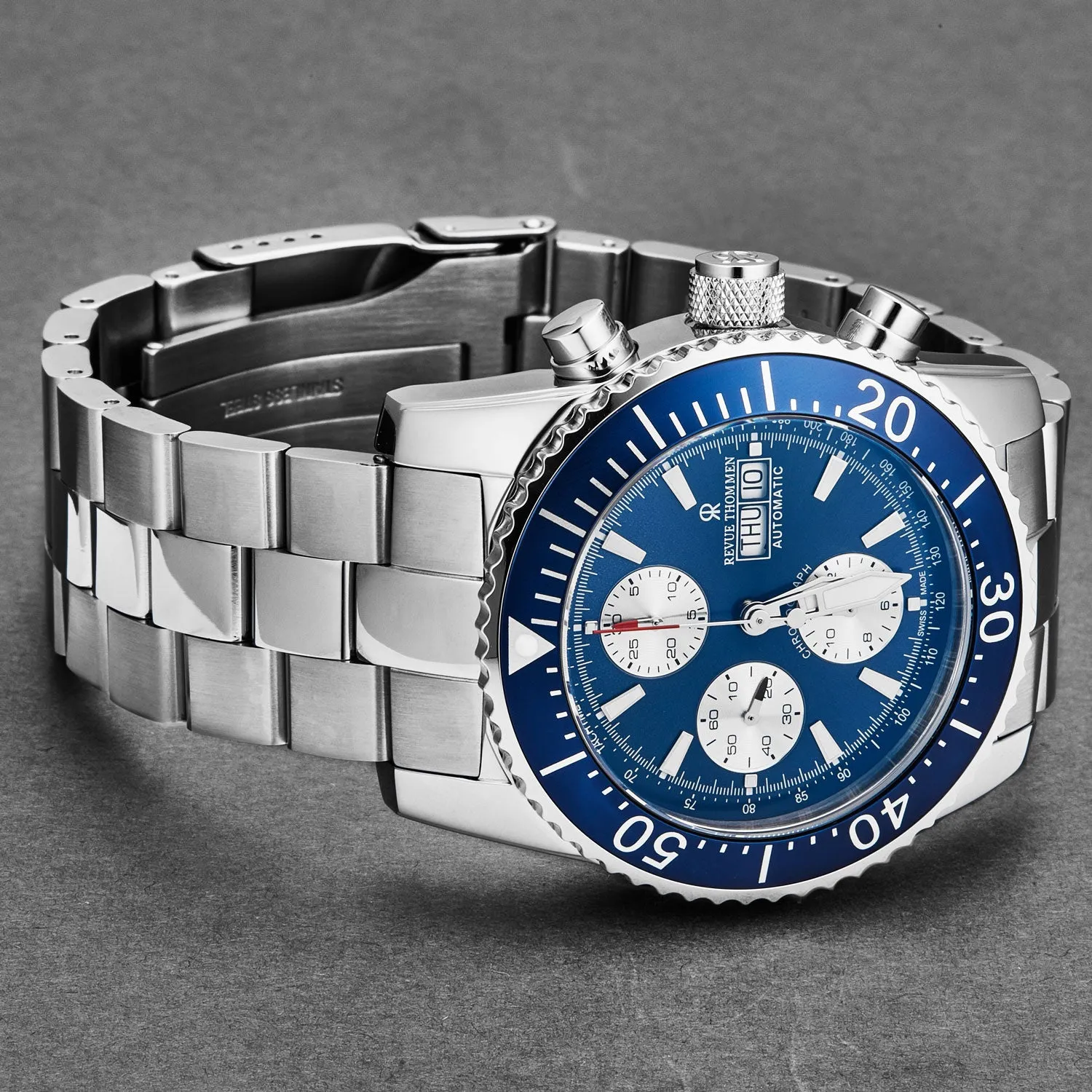 Revue Thommen Men's 17030.6135 'Divers' Blue Dial Day-Date Chronograph Automatic Watch