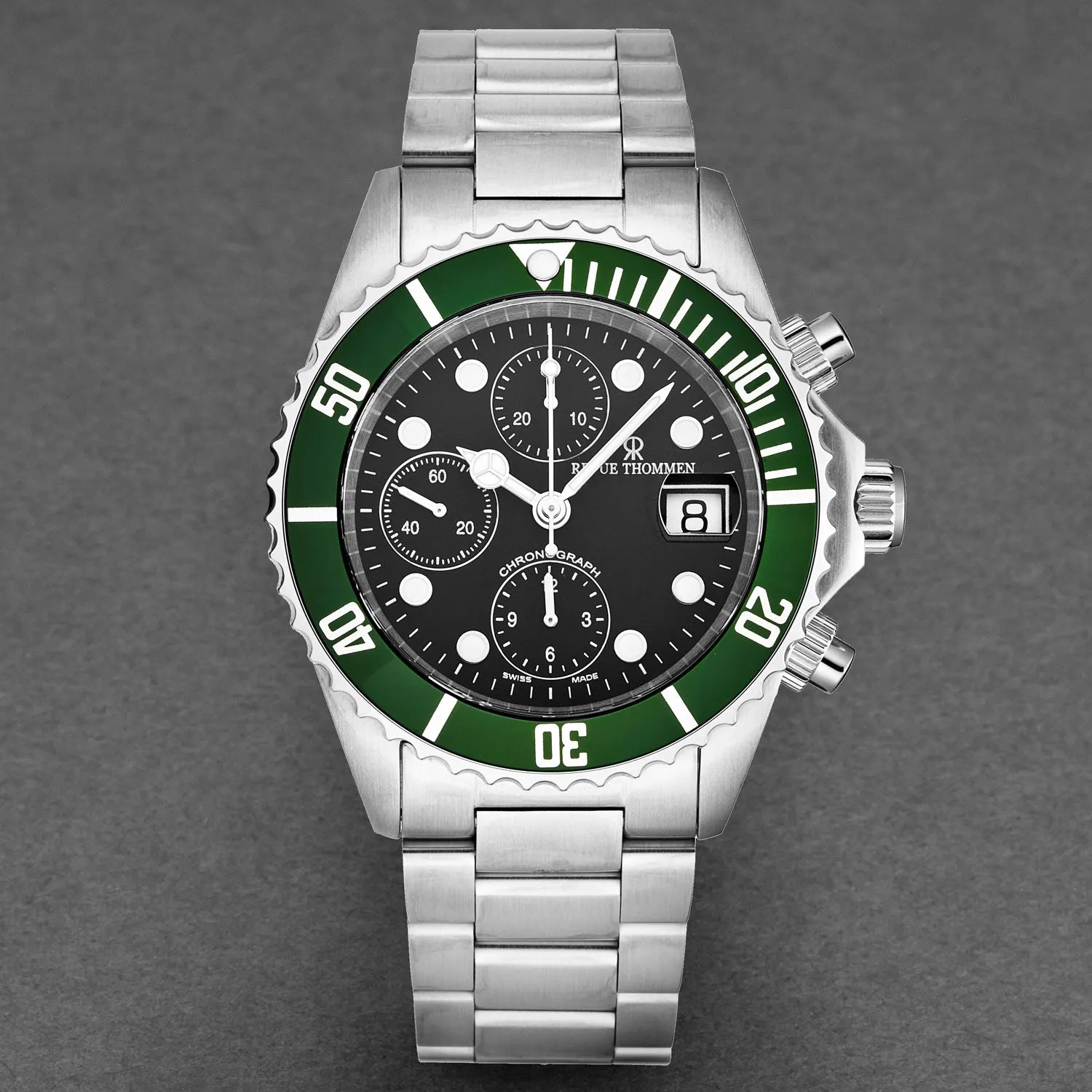 Revue Thommen Men's 17571.6134 'Divers' Black Dial Green Bezel Chronograph Automatic Watch