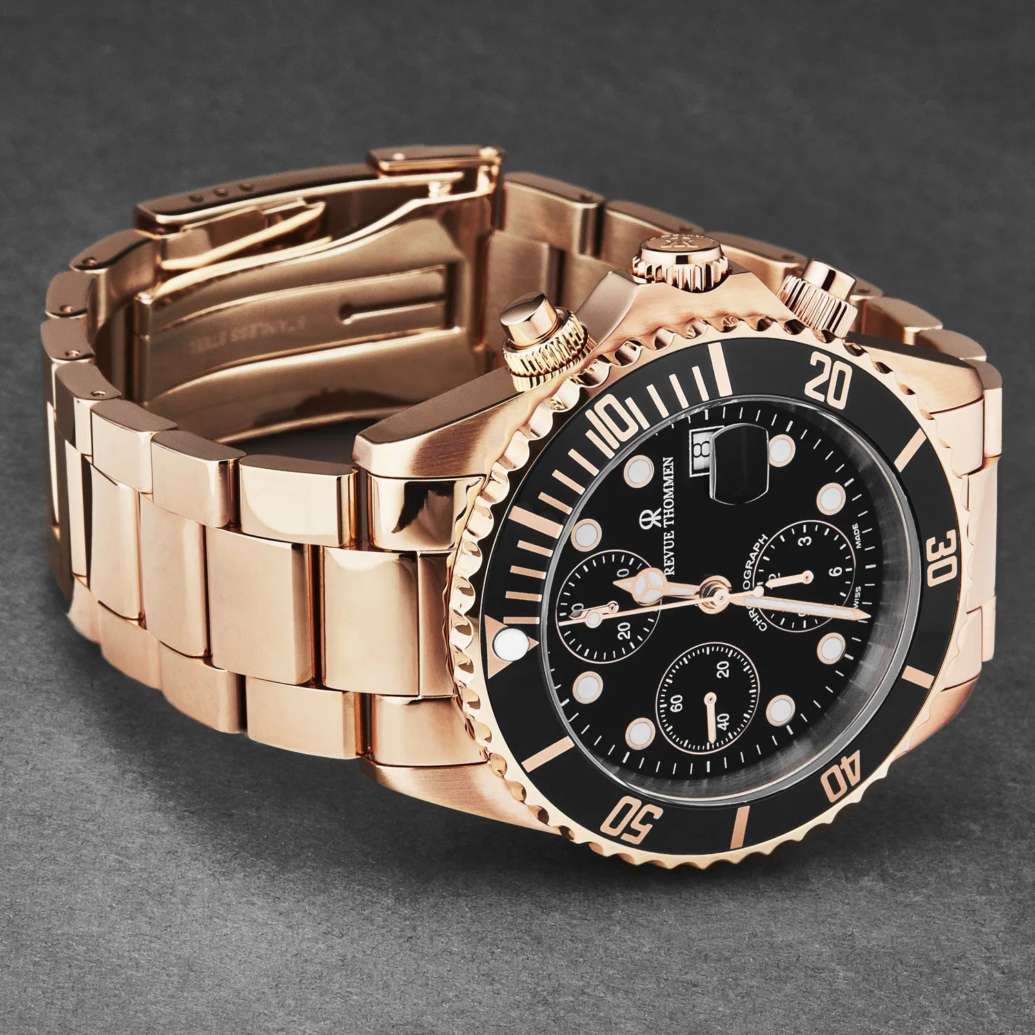 Revue Thommen Men's 17571.6167 'Diver' Black Dial Stainless Steel Chronograph Swiss Automatic Watch