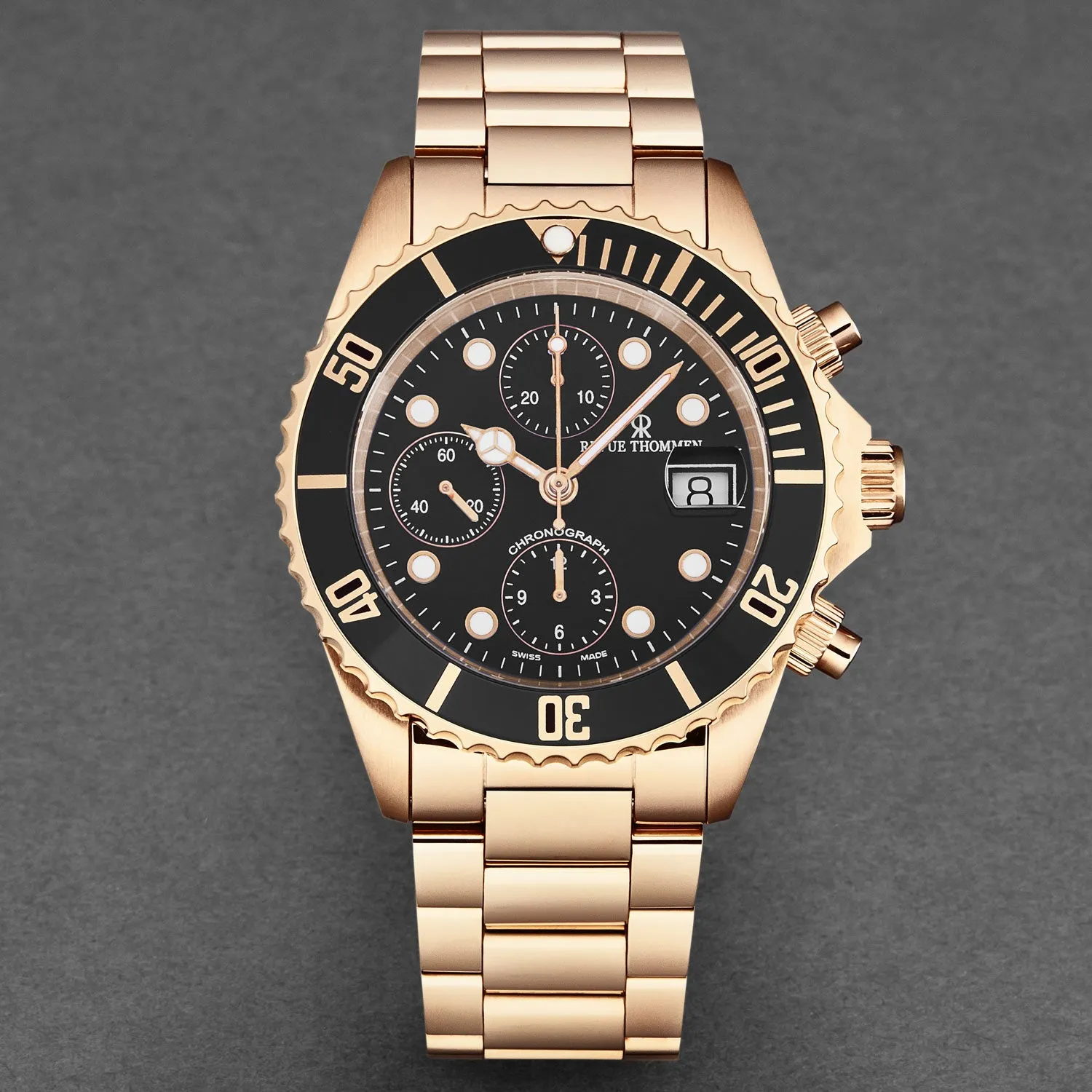 Revue Thommen Men's 17571.6167 'Diver' Black Dial Stainless Steel Chronograph Swiss Automatic Watch
