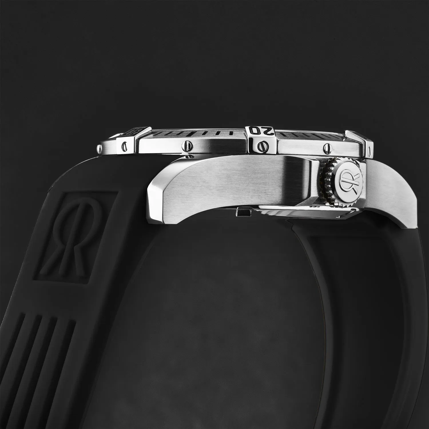 Revue Thommen Men's 'Air speed' Black Dial  Black Rubber Strap Automatic Watch 16070.4637