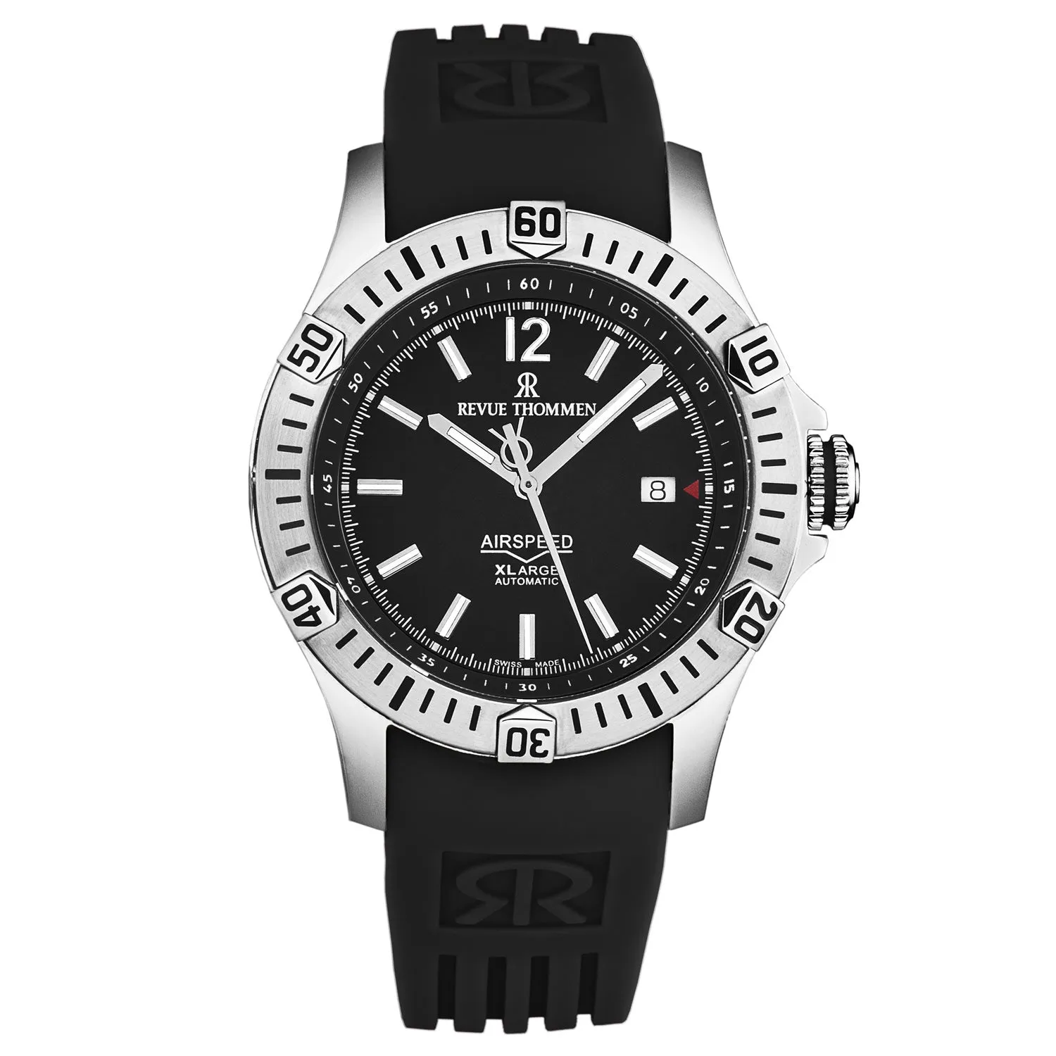 Revue Thommen Men's 'Air speed' Black Dial  Black Rubber Strap Automatic Watch 16070.4637