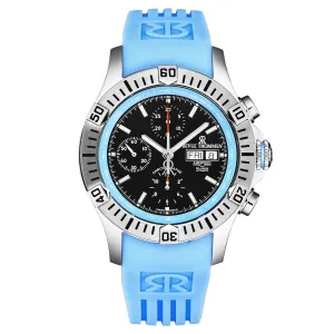 Revue Thommen Men's 'Air speed' Black Dial Blue Rubber Strap Automatic Watch 16071.6635