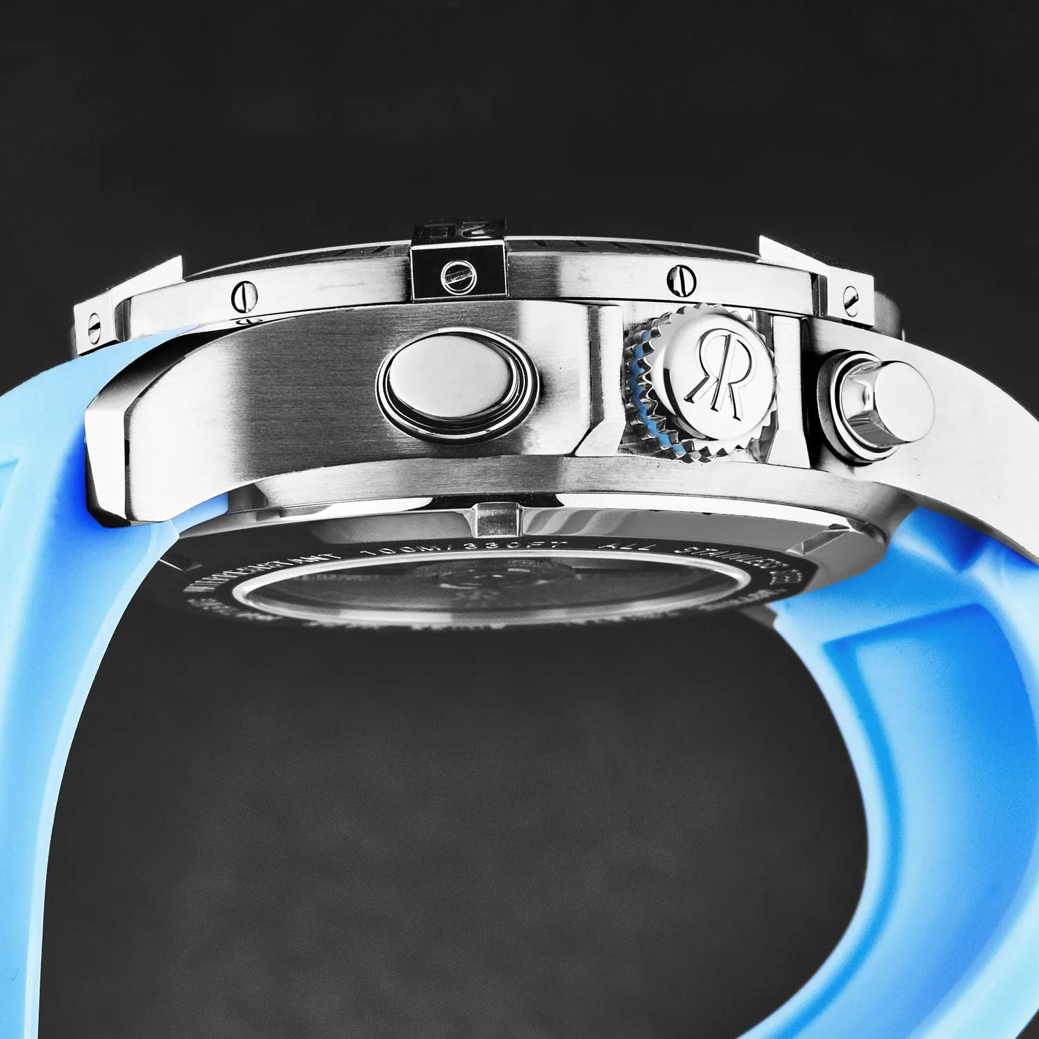 Revue Thommen Men's 'Air speed' Black Dial Blue Rubber Strap Automatic Watch 16071.6635