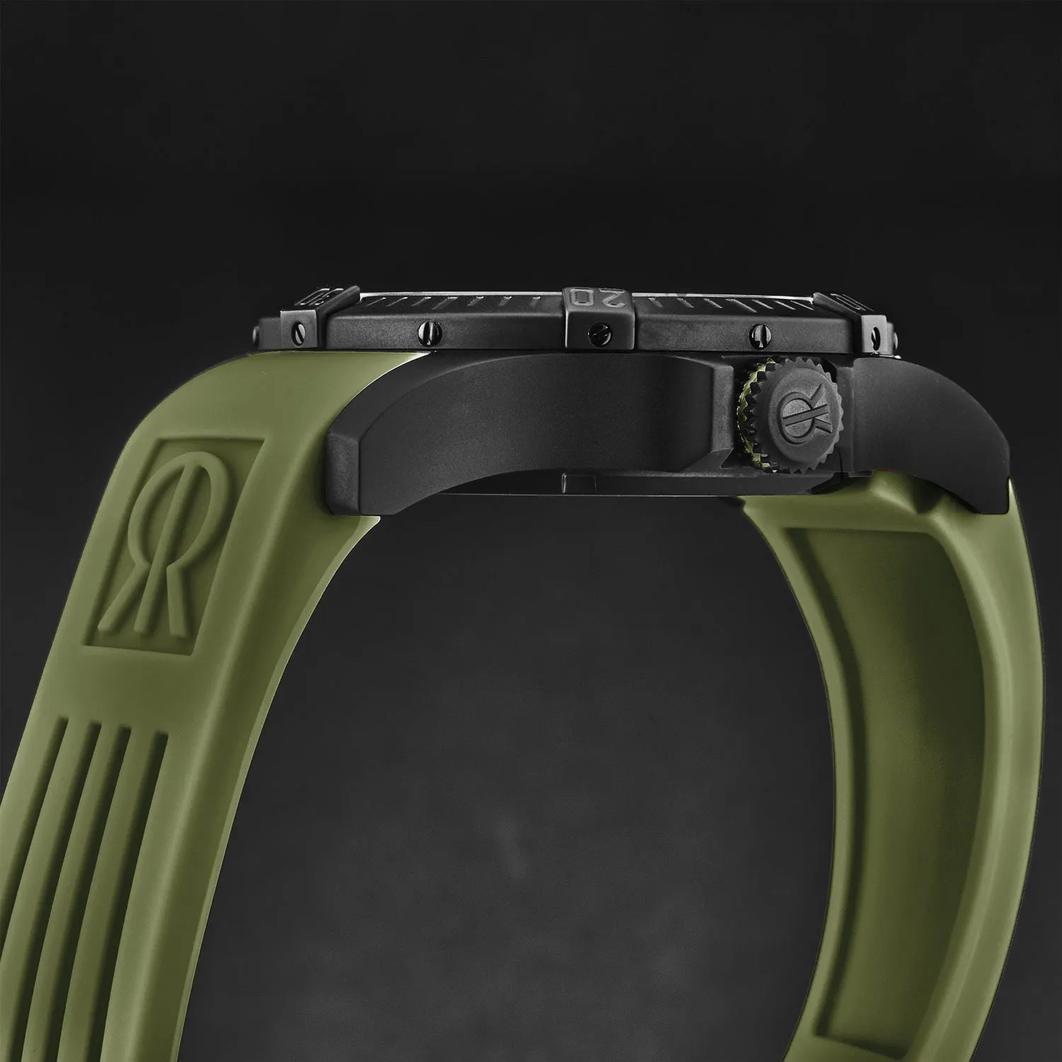 Revue Thommen Men's 'Air speed' Black Dial Green Rubber Strap Automatic Watch 16070.4674