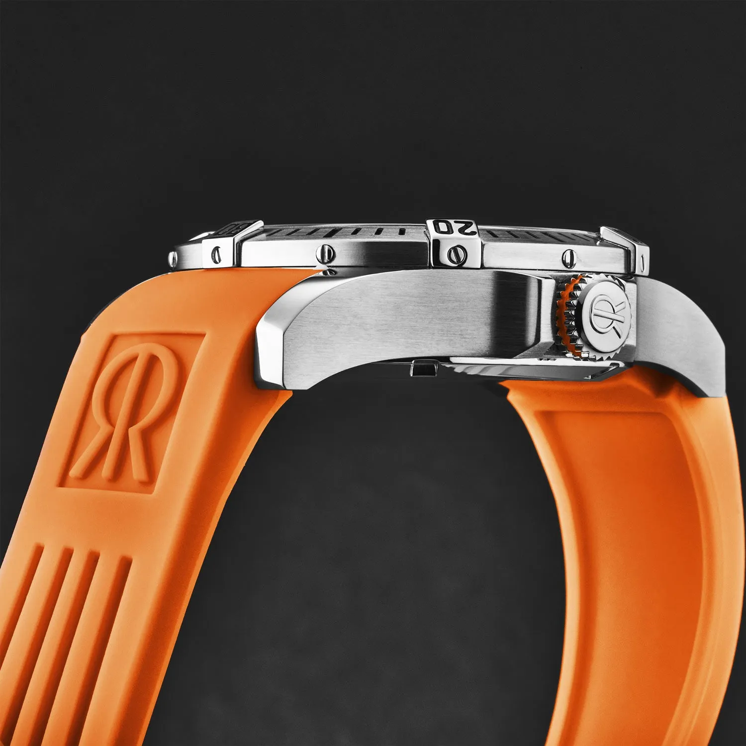 Revue Thommen Men's 'Air speed' Black Dial Orange Rubber Strap Automatic Watch 16070.4639