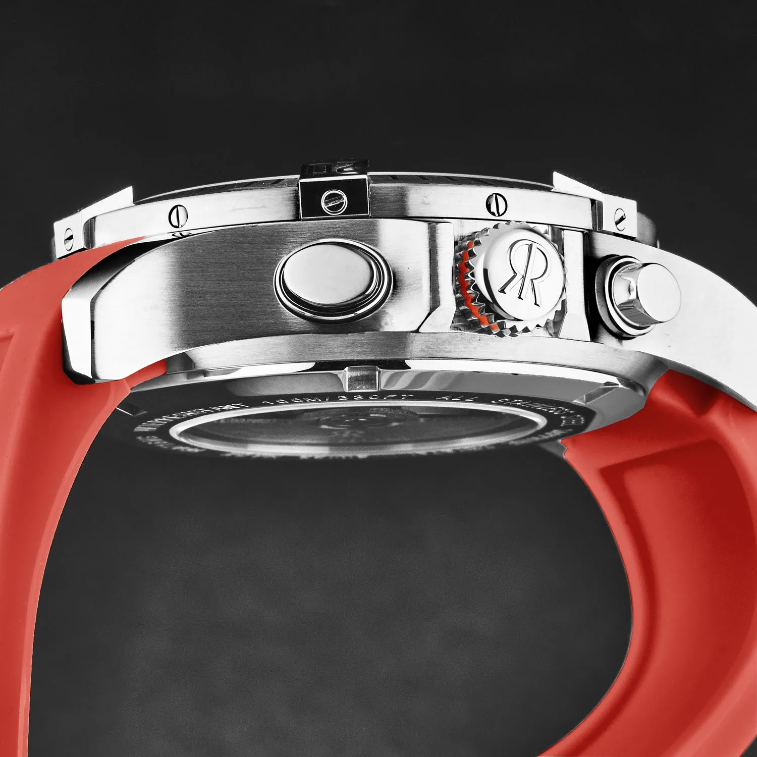 Revue Thommen Men's 'Air speed' Black Dial Red Rubber Strap Automatic Watch 16071.6736