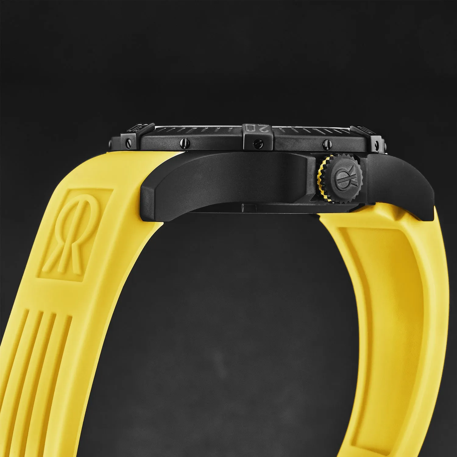 Revue Thommen Men's 'Air speed' Black Dial Yellow Rubber Strap Automatic Watch 16070.4778
