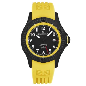 Revue Thommen Men's 'Air speed' Black Dial Yellow Rubber Strap Automatic Watch 16070.4778