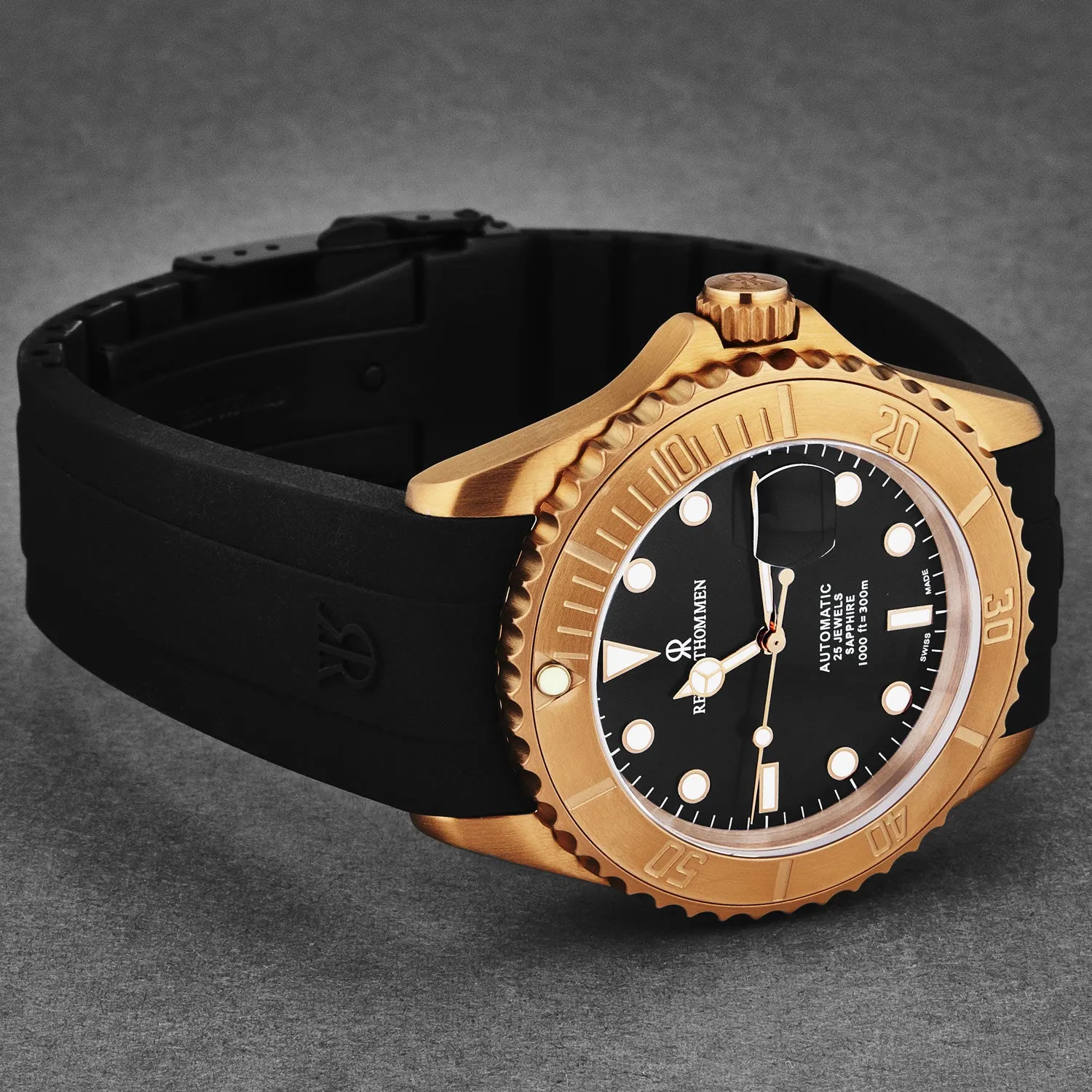 Revue Thommen Men's 'Diver' Black Dial Black Rubber Strap Bronze/Steel Automatic Watch 17571.2897