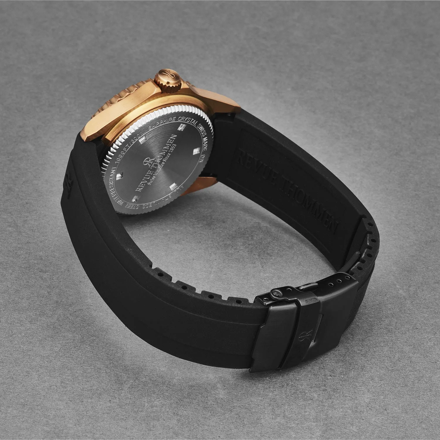 Revue Thommen Men's 'Diver' Black Dial Black Rubber Strap Bronze/Steel Automatic Watch 17571.2897