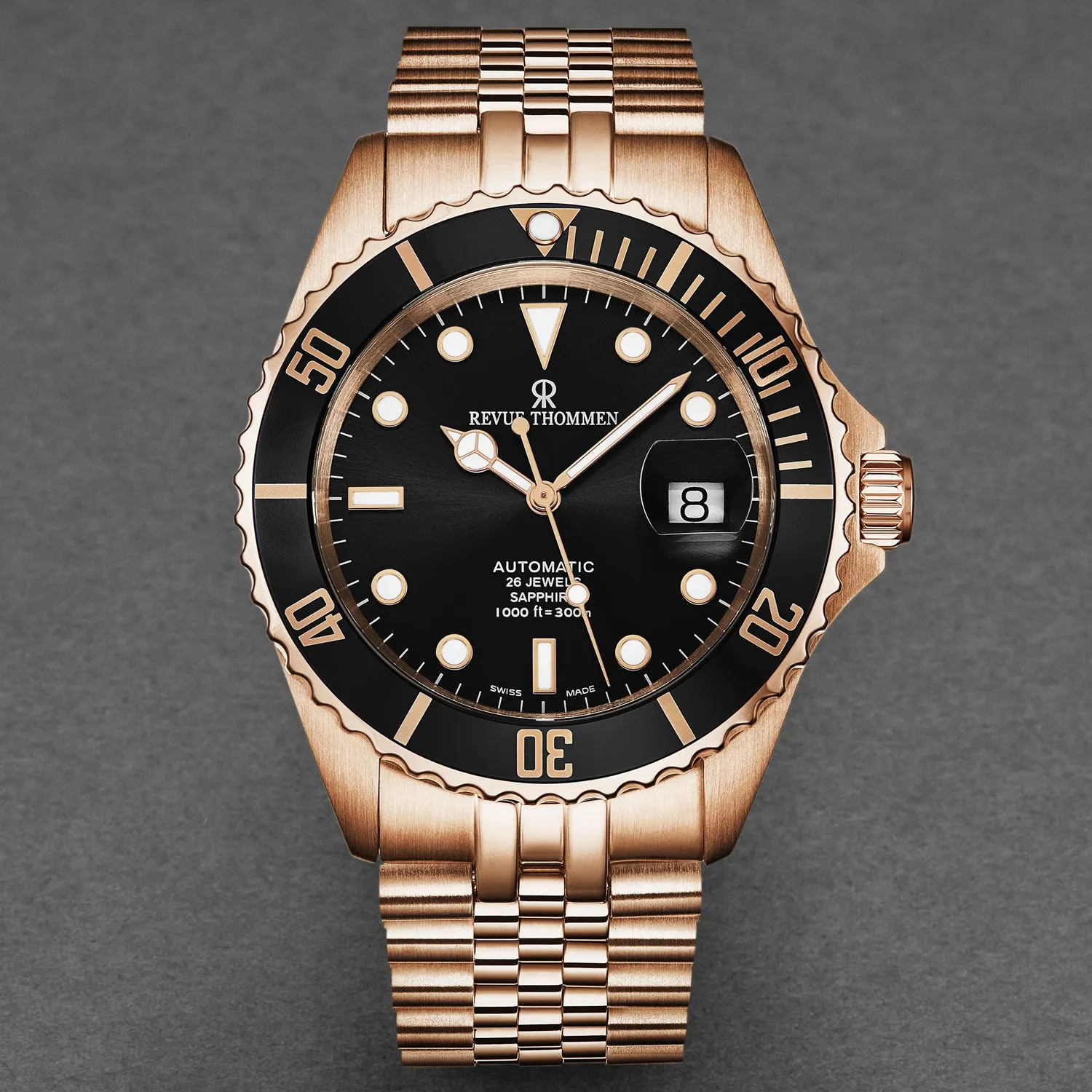 Revue Thommen Men's 'Diver' Black Dial Stainless Steel Bracelet Automatic Watch 17571.2267