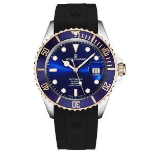 Revue Thommen Men's 'Diver' Blue Dial Black Rubber Strap Swiss Automatic Watch  17571.2855
